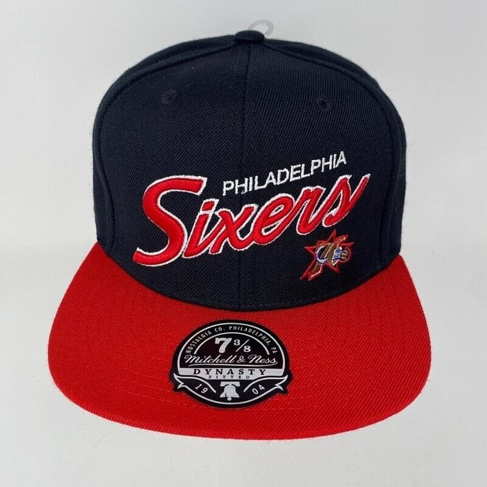 Philadelphia 76ers SCRIPT 2.0 Fitted Hat 7 3/8 Mitchell Ness Sixers NBA
